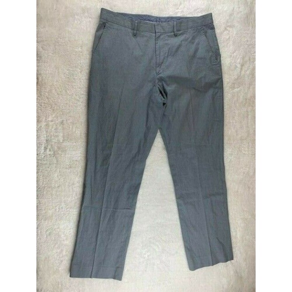 J Crew Mens Size 35X32 Classic Fit Cotton Pants Blue Pinstripe Straight Leg